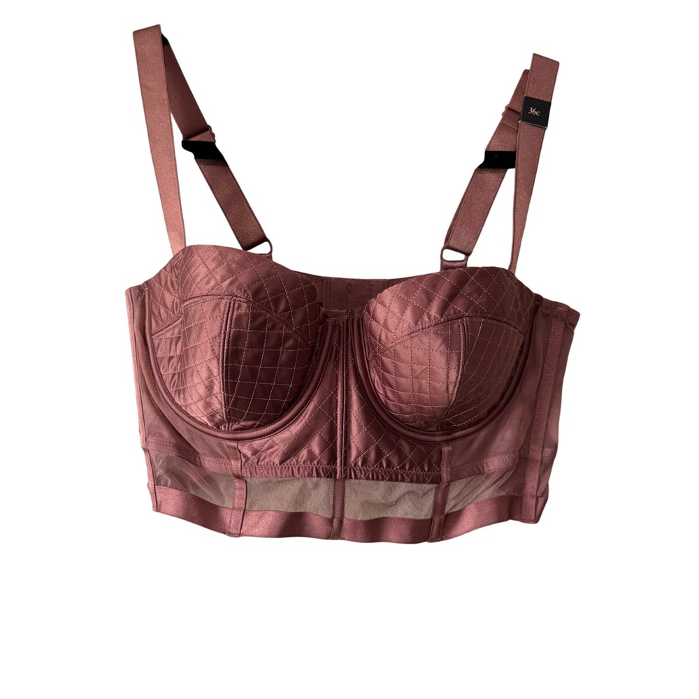 Victorias Secret Very Sexy Quilted Balconette Bustier Bra Mauve Pink 36C New